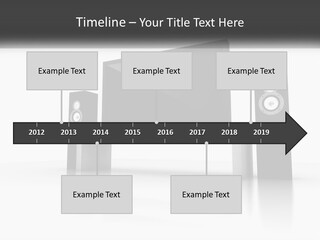 A Computer Monitor And Speakers On A Table PowerPoint Template