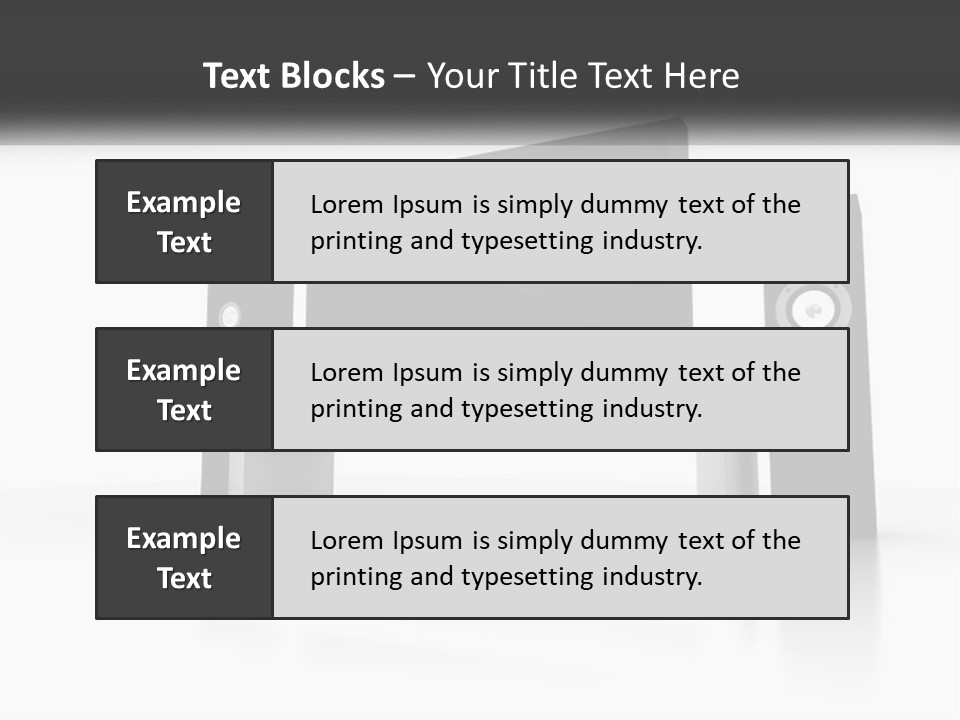A Computer Monitor And Speakers On A Table PowerPoint Template
