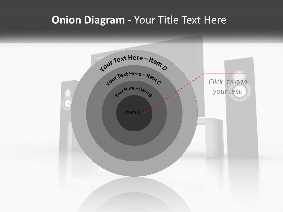 A Computer Monitor And Speakers On A Table PowerPoint Template