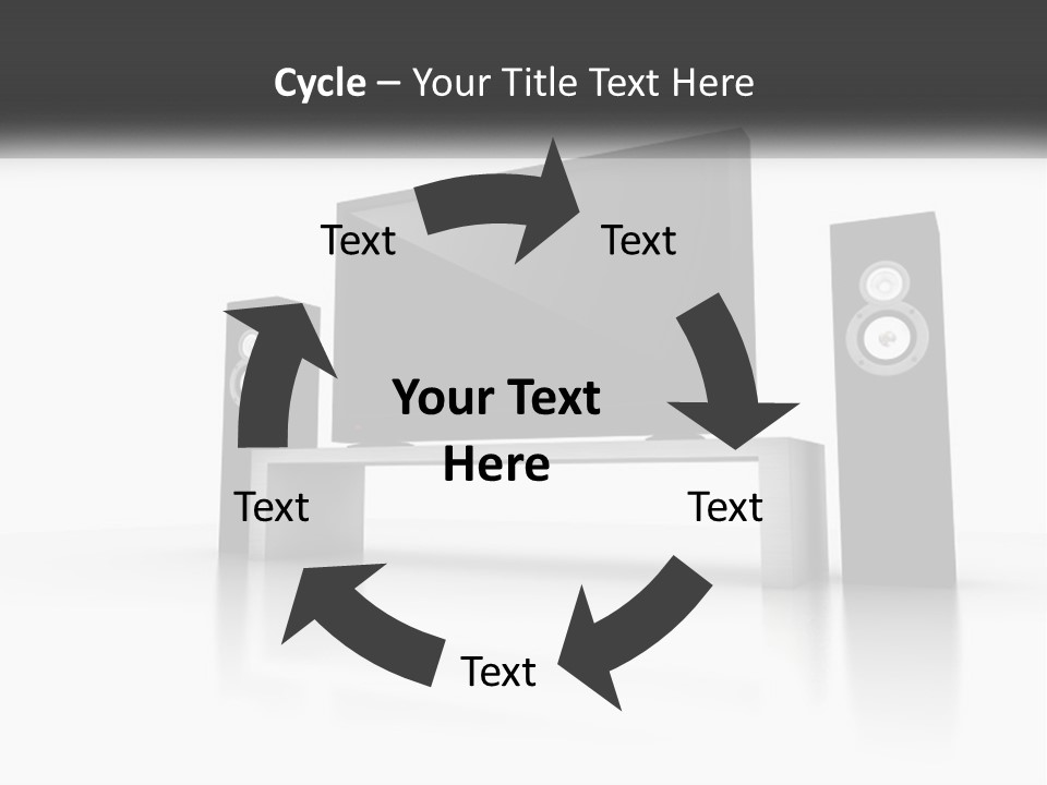 A Computer Monitor And Speakers On A Table PowerPoint Template