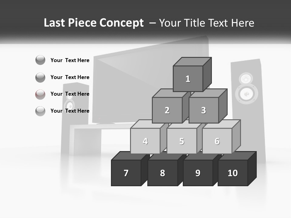 A Computer Monitor And Speakers On A Table PowerPoint Template