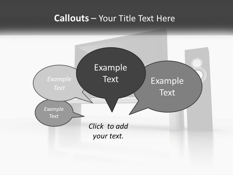A Computer Monitor And Speakers On A Table PowerPoint Template