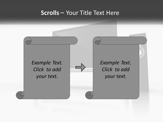 A Computer Monitor And Speakers On A Table PowerPoint Template