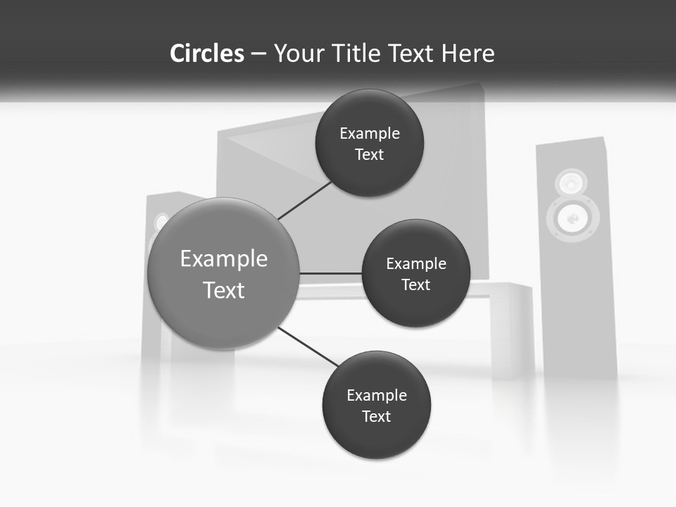 A Computer Monitor And Speakers On A Table PowerPoint Template