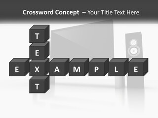 A Computer Monitor And Speakers On A Table PowerPoint Template