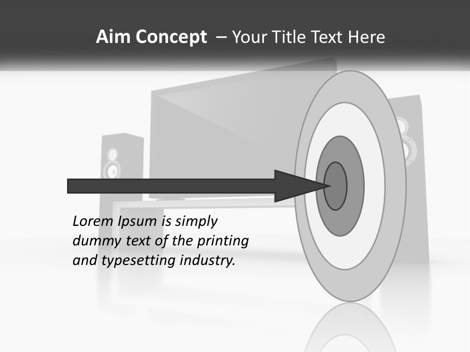 A Computer Monitor And Speakers On A Table PowerPoint Template