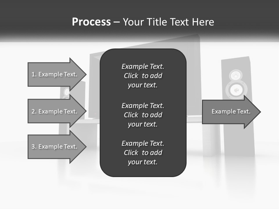 A Computer Monitor And Speakers On A Table PowerPoint Template