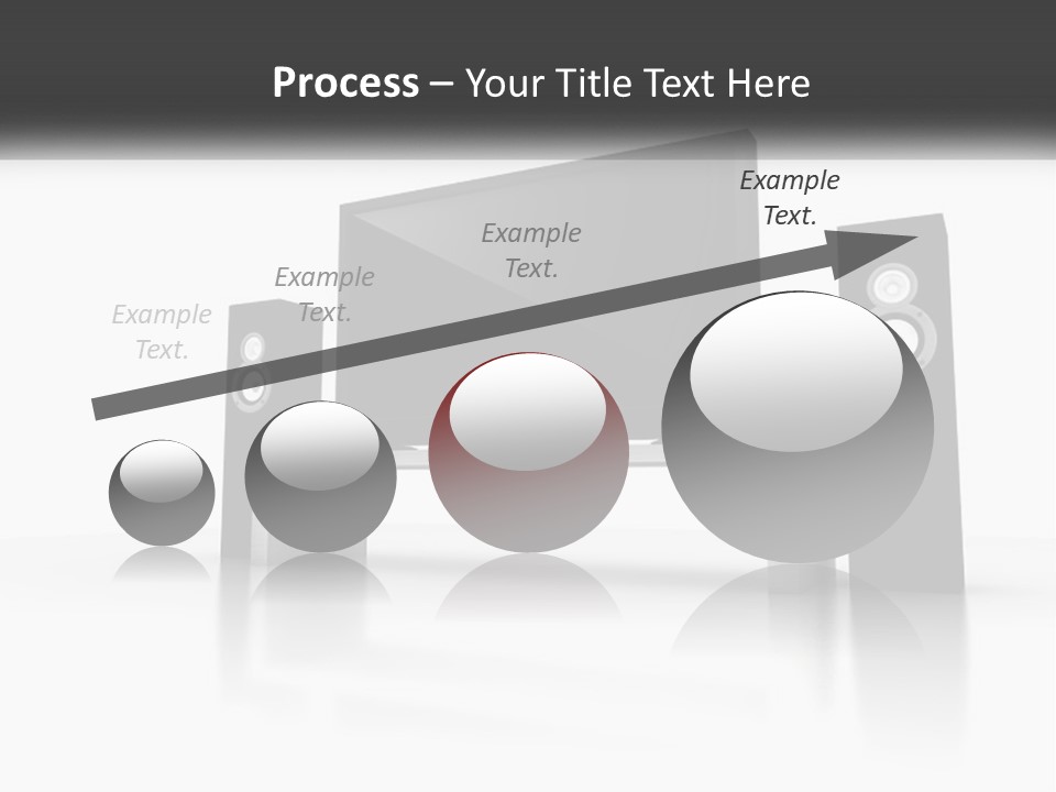 A Computer Monitor And Speakers On A Table PowerPoint Template