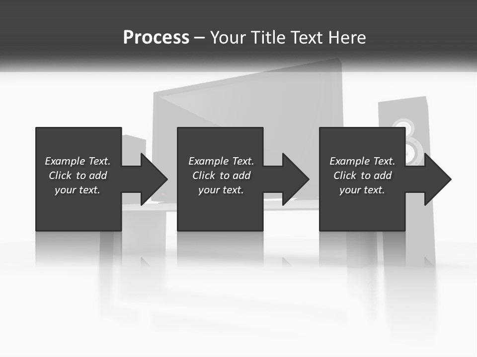 A Computer Monitor And Speakers On A Table PowerPoint Template