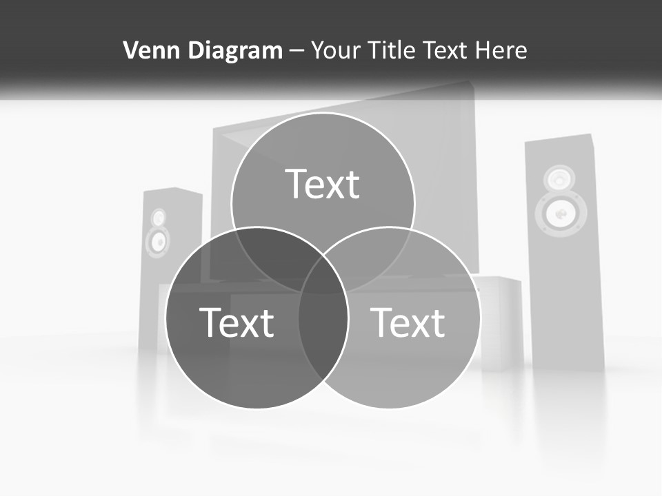 A Computer Monitor And Speakers On A Table PowerPoint Template