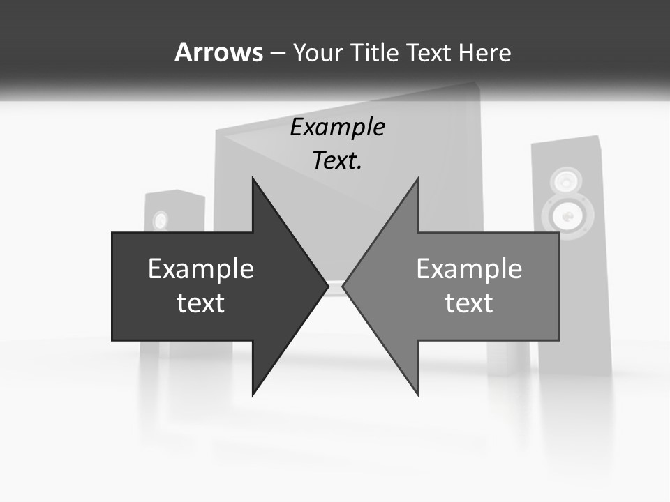 A Computer Monitor And Speakers On A Table PowerPoint Template