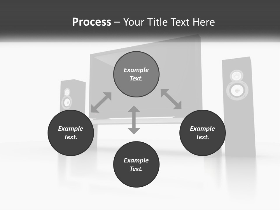 A Computer Monitor And Speakers On A Table PowerPoint Template