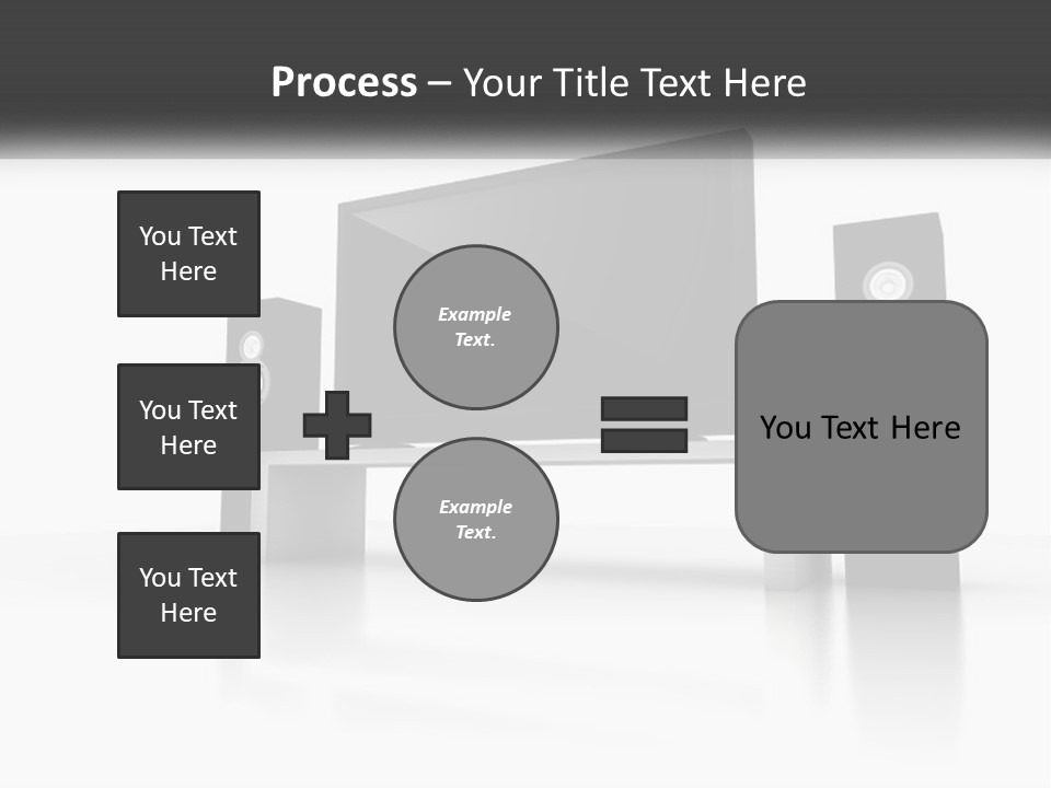 A Computer Monitor And Speakers On A Table PowerPoint Template
