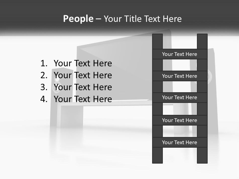 A Computer Monitor And Speakers On A Table PowerPoint Template