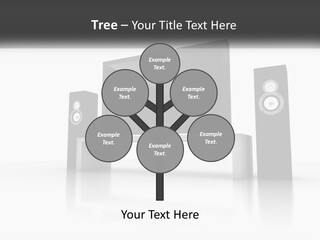 A Computer Monitor And Speakers On A Table PowerPoint Template