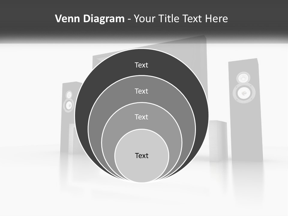 A Computer Monitor And Speakers On A Table PowerPoint Template