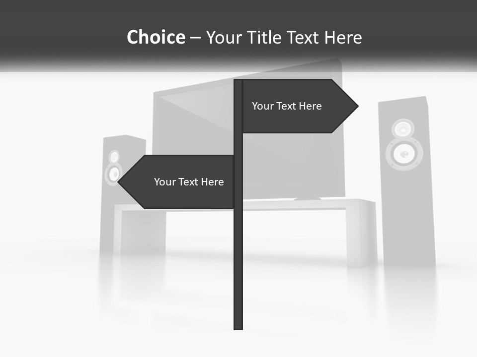 A Computer Monitor And Speakers On A Table PowerPoint Template