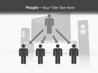 A Computer Monitor And Speakers On A Table PowerPoint Template