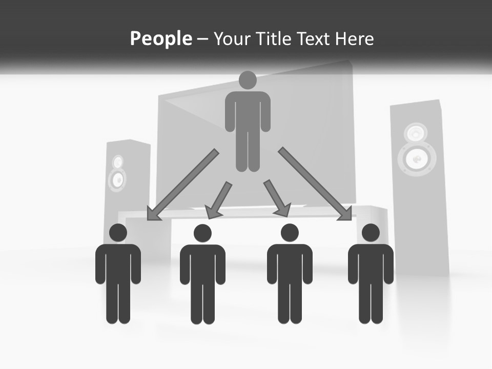 A Computer Monitor And Speakers On A Table PowerPoint Template