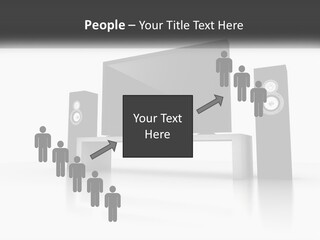 A Computer Monitor And Speakers On A Table PowerPoint Template