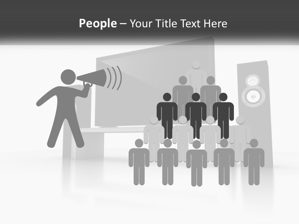A Computer Monitor And Speakers On A Table PowerPoint Template