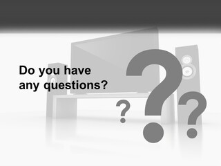 A Computer Monitor And Speakers On A Table PowerPoint Template