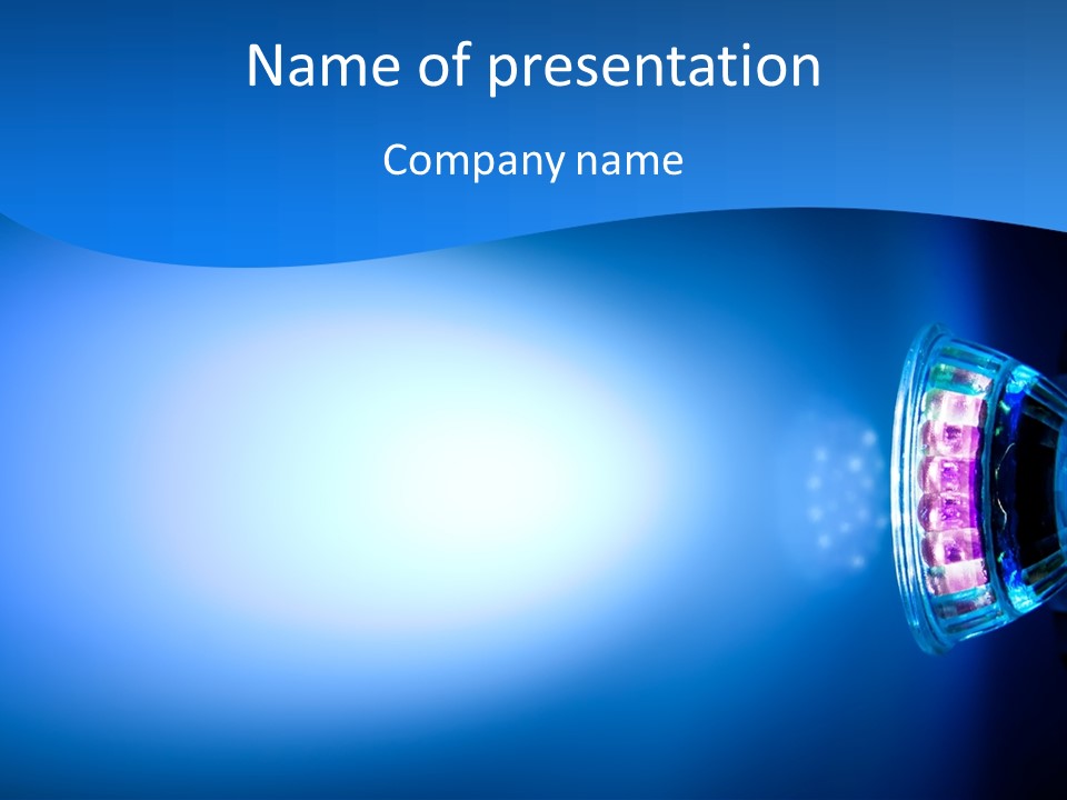 A Blue And White Background With Some Lights PowerPoint Template