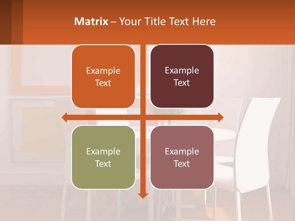 A White Table And Chairs In A Room PowerPoint Template