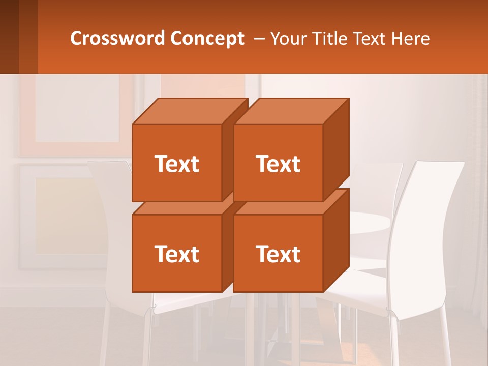 A White Table And Chairs In A Room PowerPoint Template