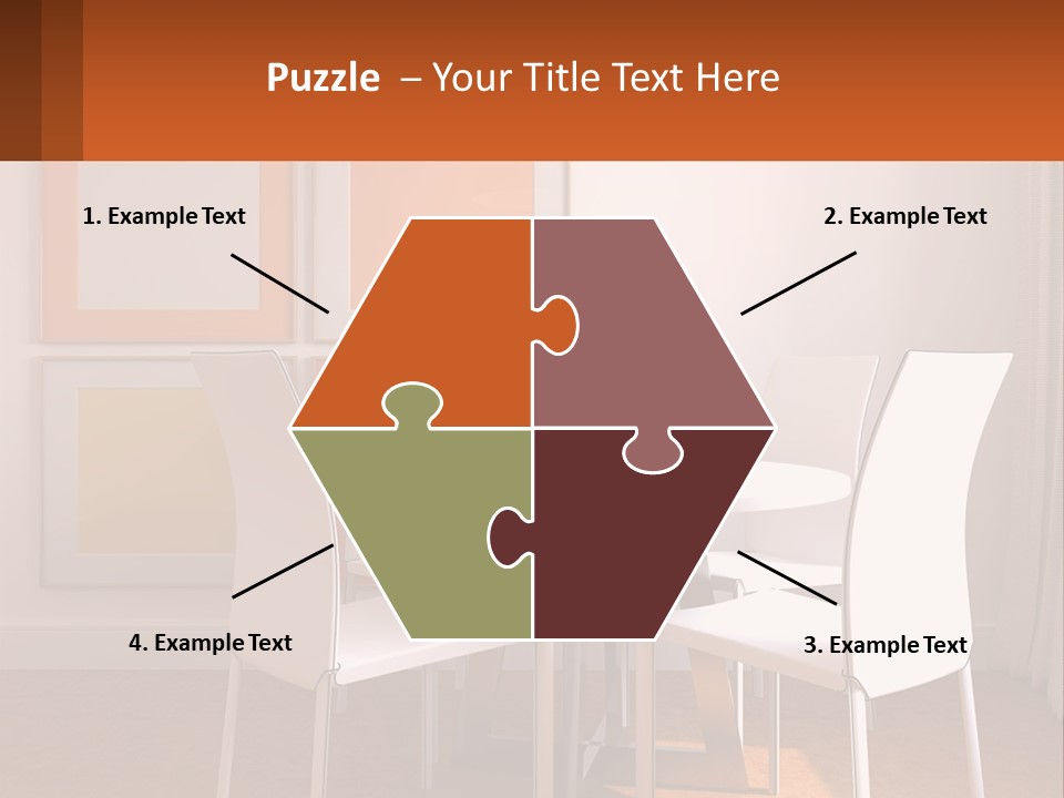 A White Table And Chairs In A Room PowerPoint Template