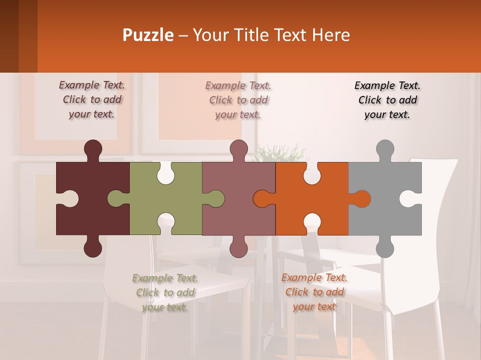 A White Table And Chairs In A Room PowerPoint Template