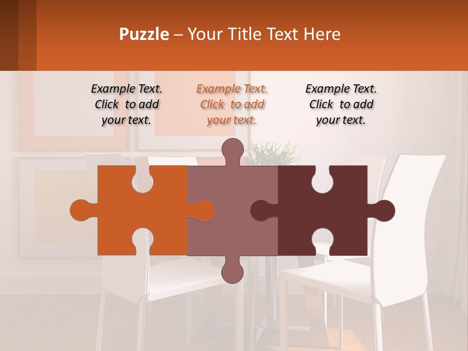 A White Table And Chairs In A Room PowerPoint Template