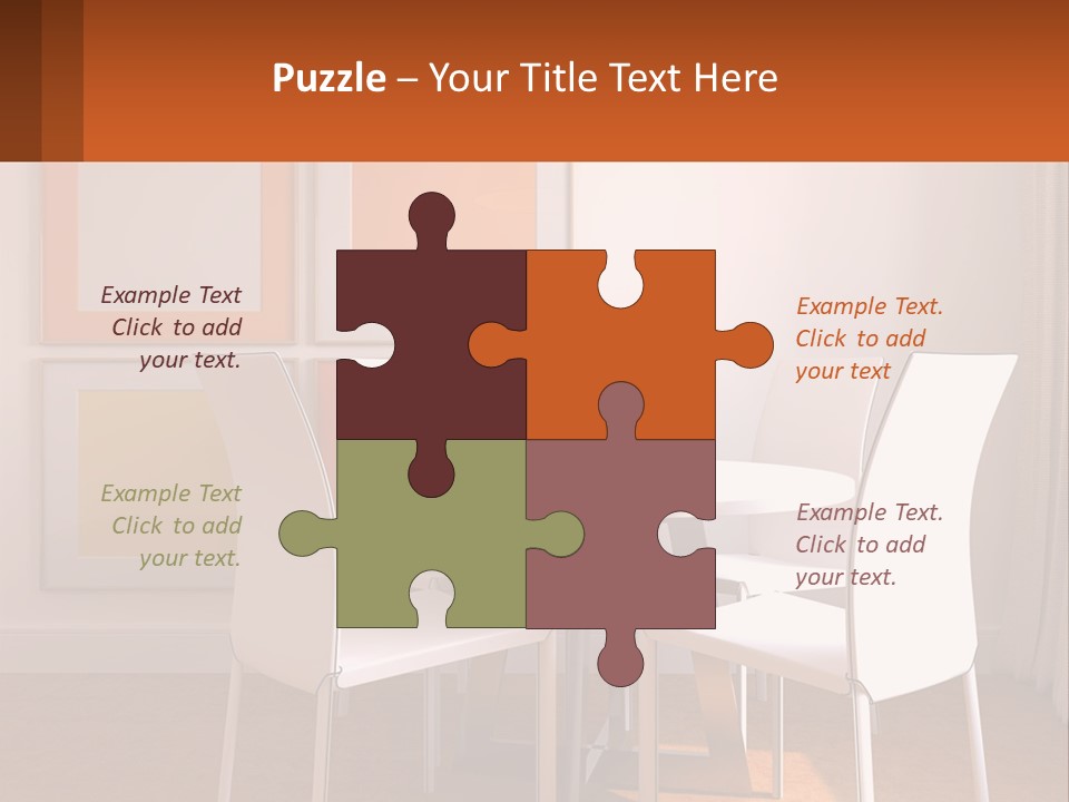 A White Table And Chairs In A Room PowerPoint Template