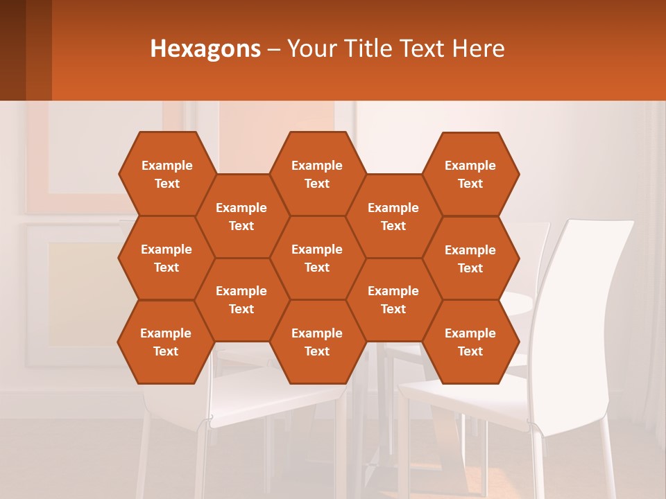 A White Table And Chairs In A Room PowerPoint Template