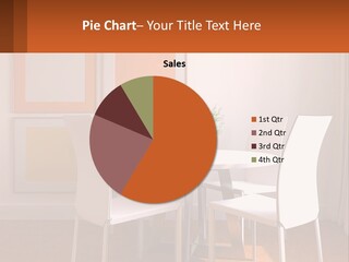 A White Table And Chairs In A Room PowerPoint Template