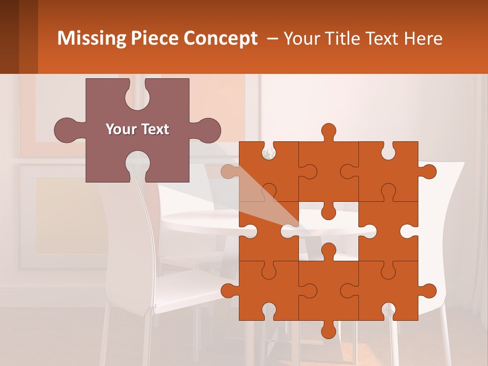 A White Table And Chairs In A Room PowerPoint Template