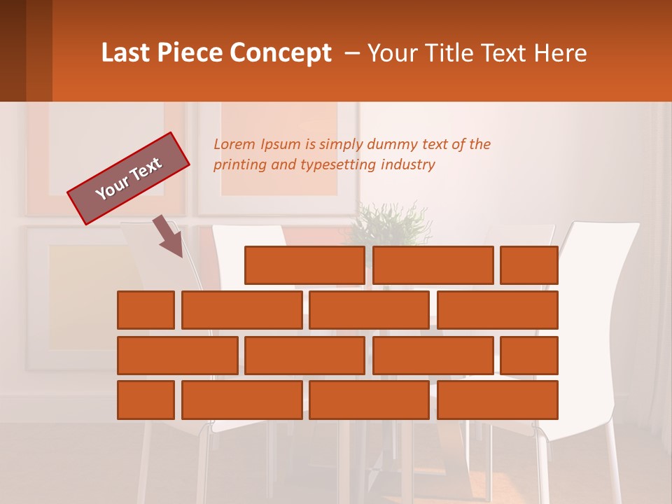 A White Table And Chairs In A Room PowerPoint Template