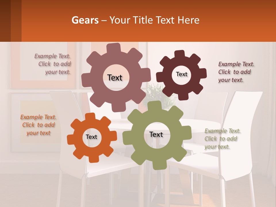 A White Table And Chairs In A Room PowerPoint Template