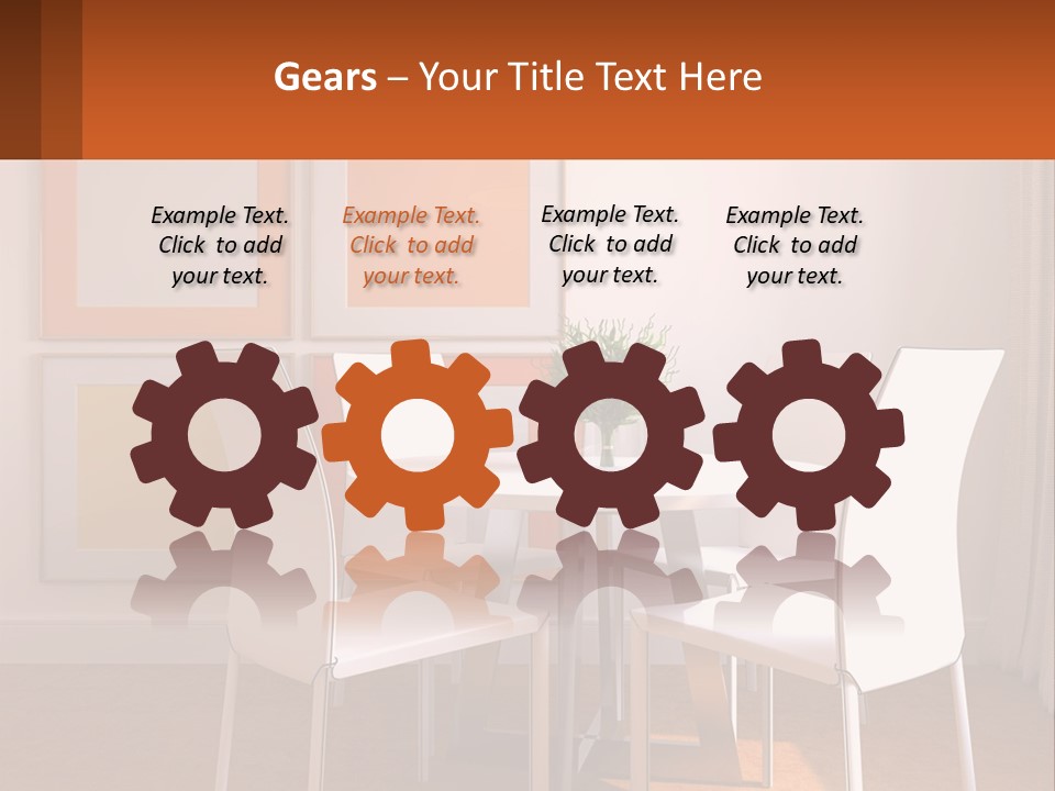 A White Table And Chairs In A Room PowerPoint Template