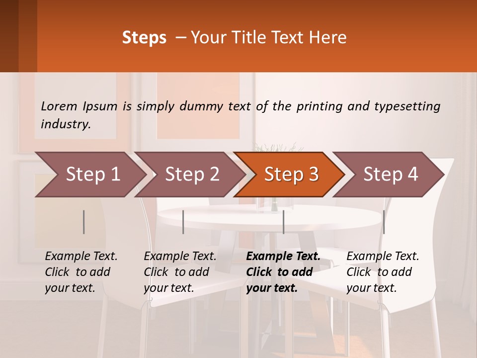 A White Table And Chairs In A Room PowerPoint Template