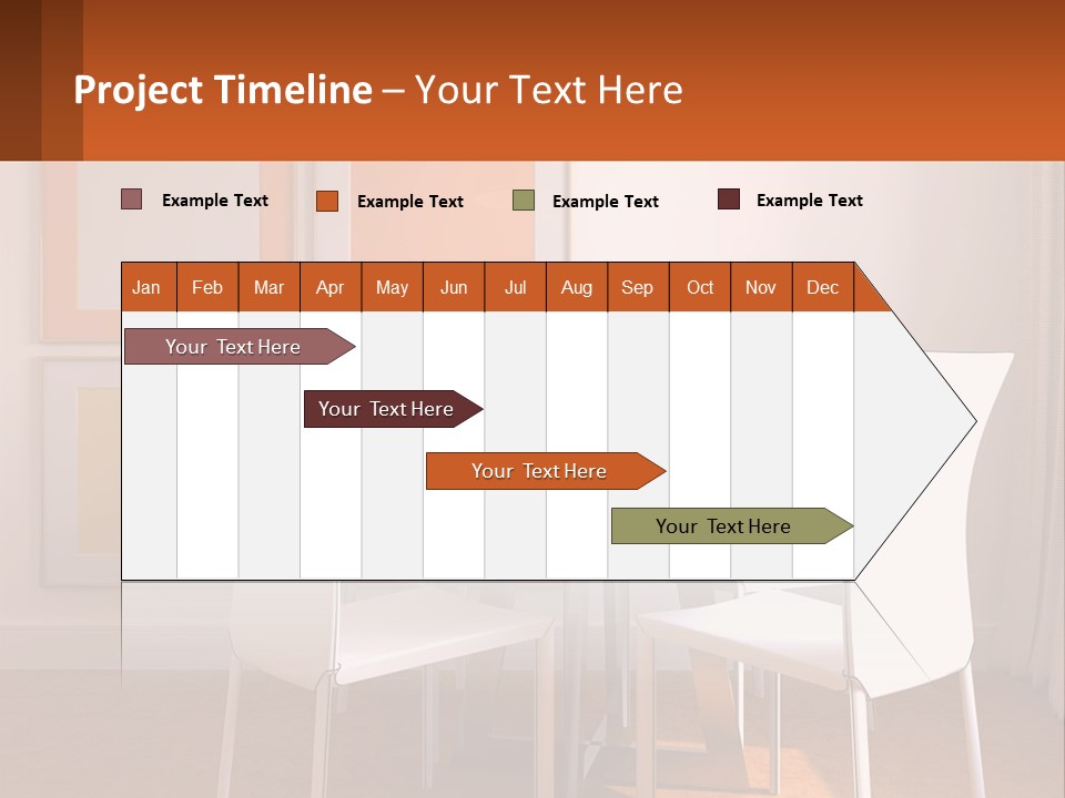 A White Table And Chairs In A Room PowerPoint Template