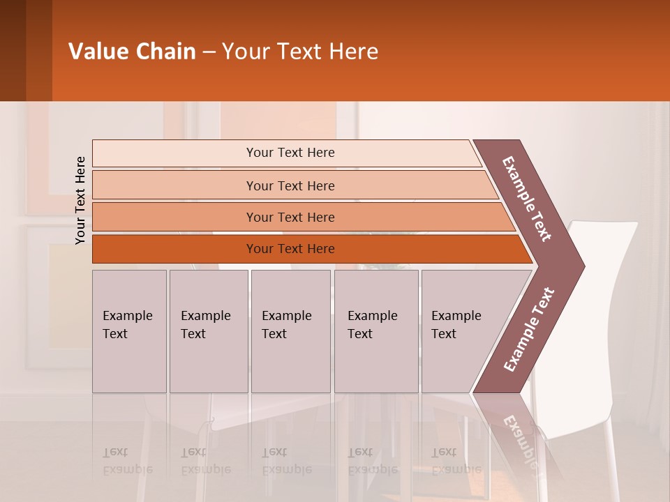 A White Table And Chairs In A Room PowerPoint Template