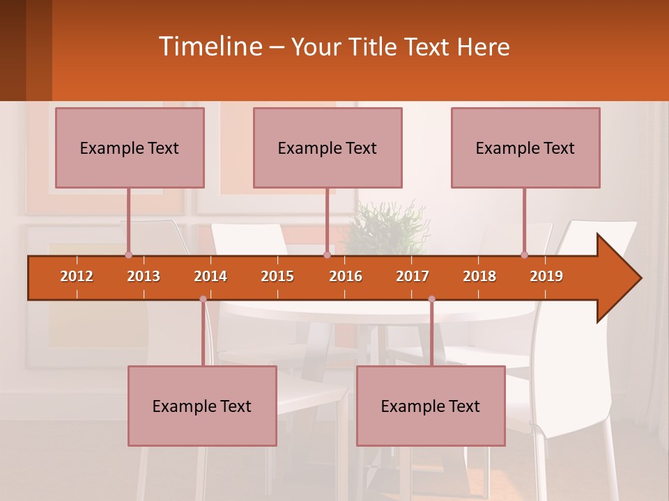 A White Table And Chairs In A Room PowerPoint Template