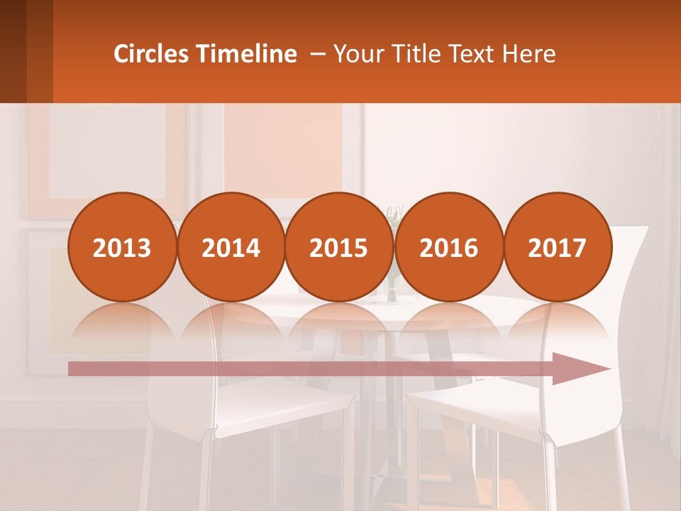 A White Table And Chairs In A Room PowerPoint Template