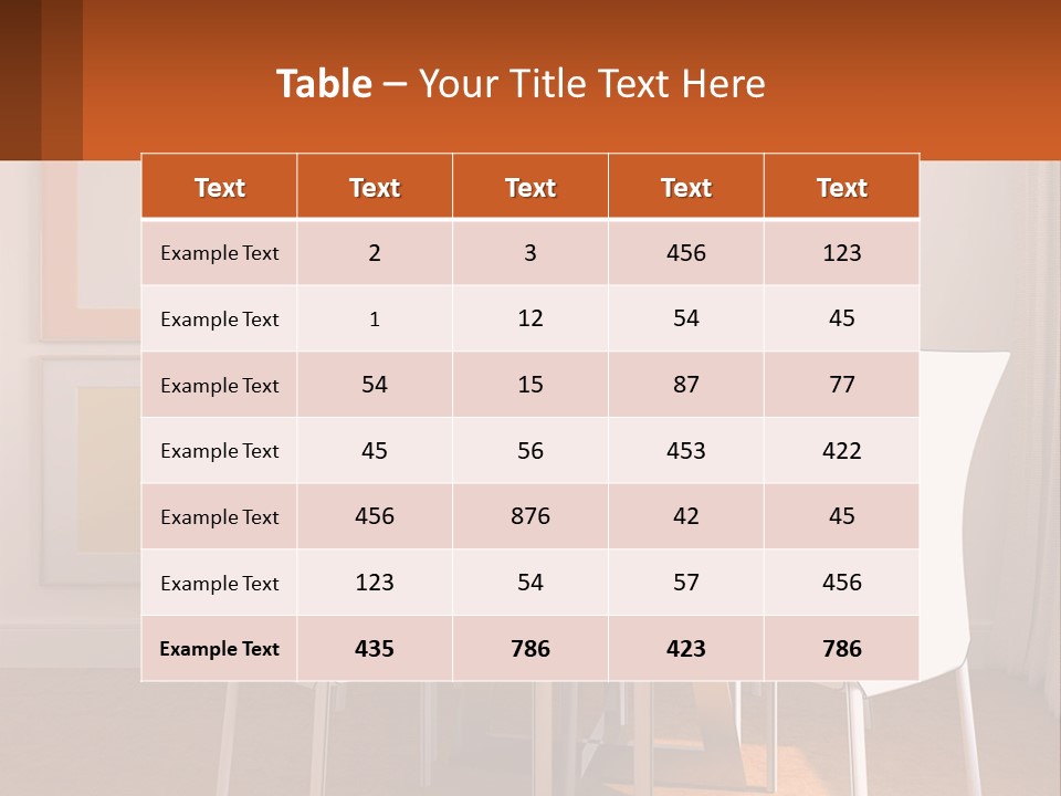 A White Table And Chairs In A Room PowerPoint Template