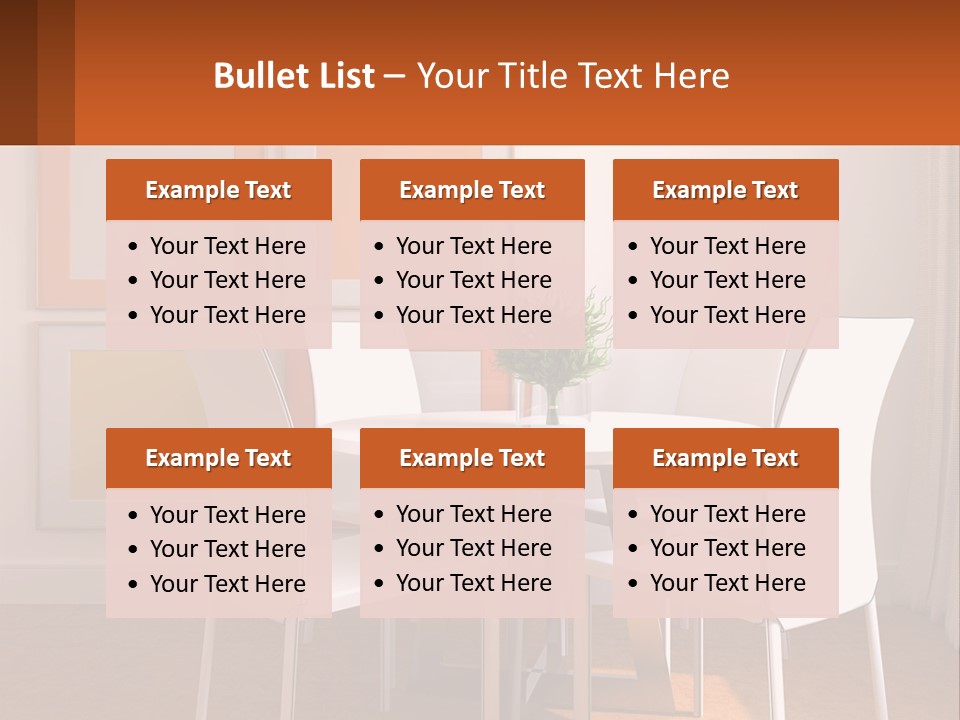 A White Table And Chairs In A Room PowerPoint Template