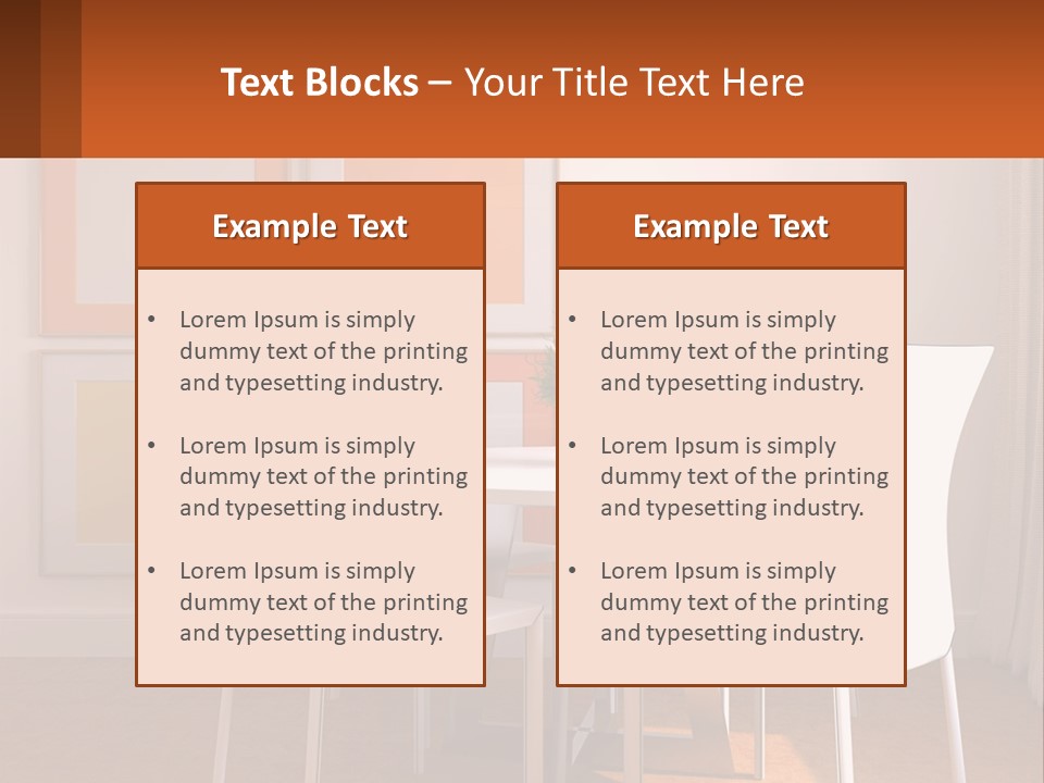 A White Table And Chairs In A Room PowerPoint Template