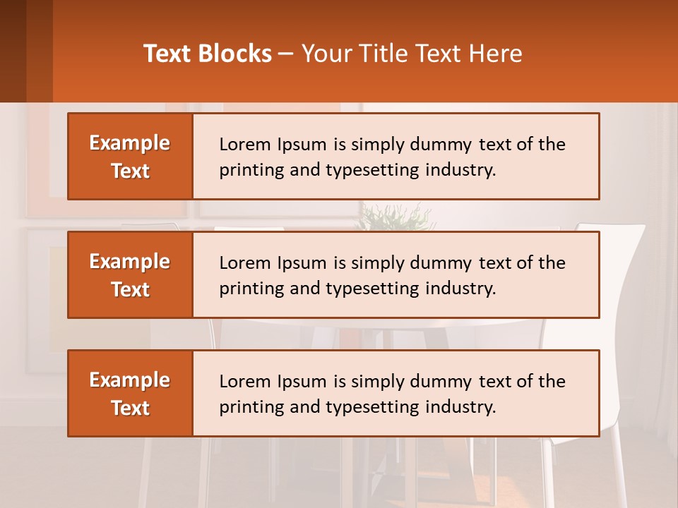 A White Table And Chairs In A Room PowerPoint Template