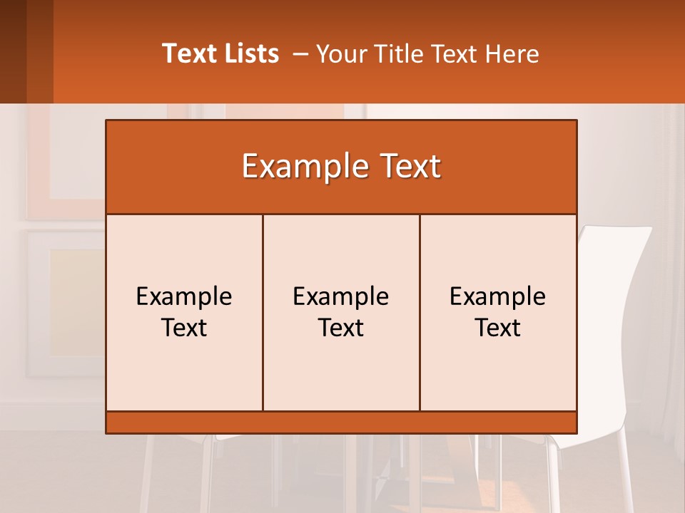 A White Table And Chairs In A Room PowerPoint Template