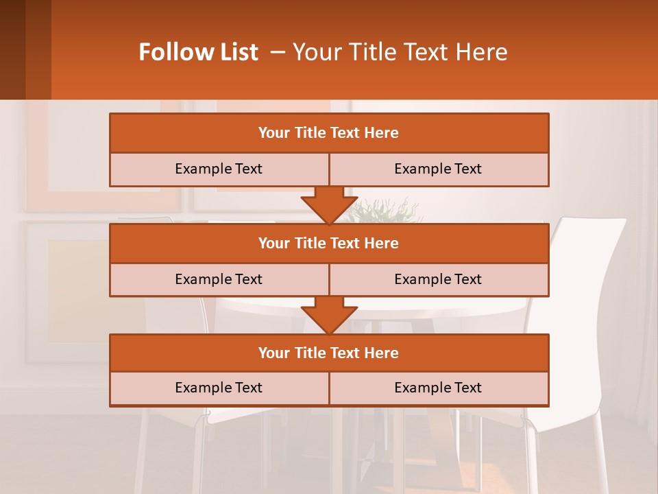 A White Table And Chairs In A Room PowerPoint Template